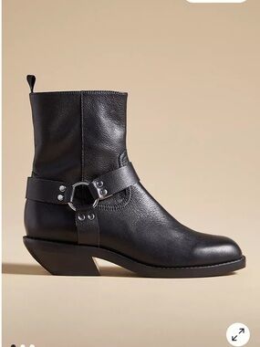 NWT, Anthropologie, Silent D Claire Moto Boots, Harness,  Black Leather, Size 9,